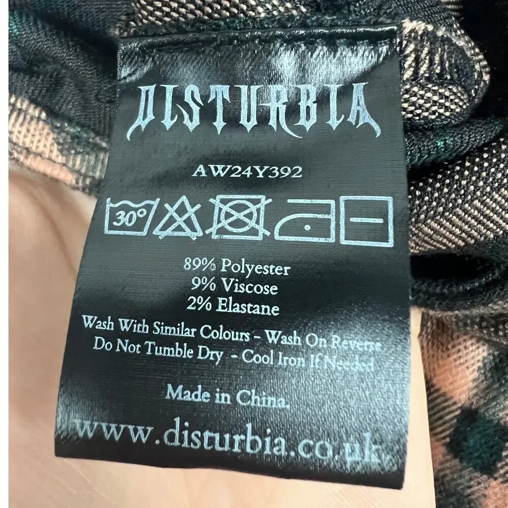 Disturbia Womens 10 Grunge Academia Witchy Edgy Emo Plaid Fit & Flare Mini Dress - Picture 8 of 10